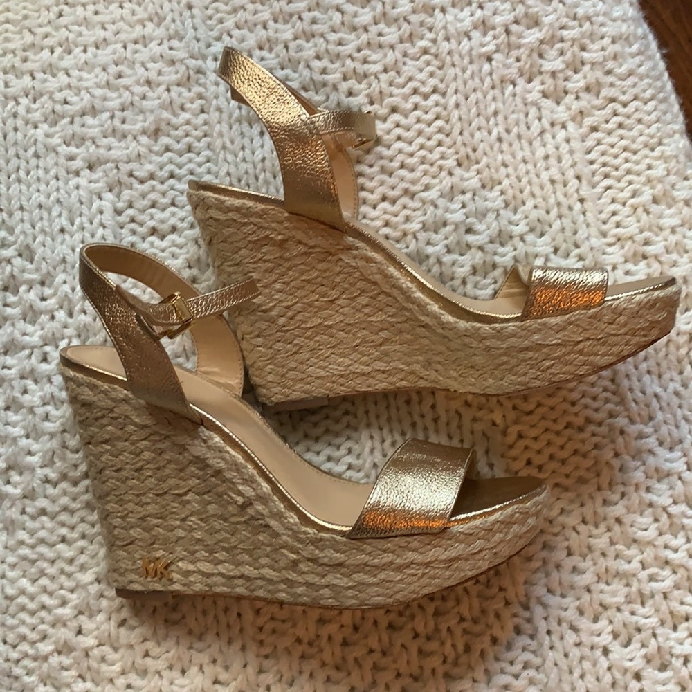 Gold Espadrille wedges by MICHAEL Michael Kors NEW